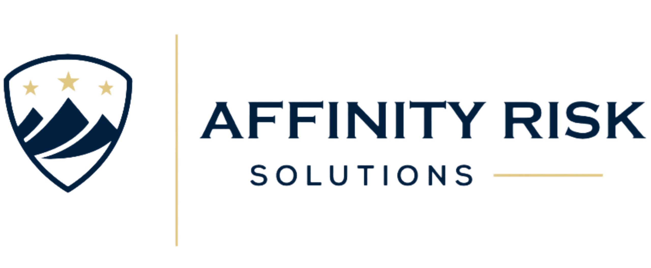 Untitled design (1) Affinity Risk Solutions logo featuring a shield with mountains and stars on the left and the company name on the right.
